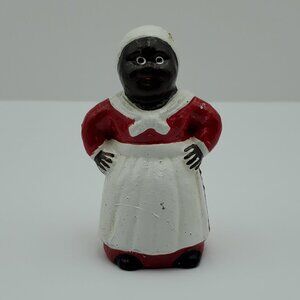 African American Woman Small Cast Iron Coin Bank Metal Maid Figure